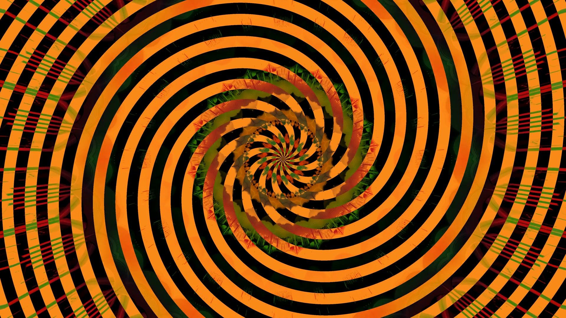 Neon Tunnel Orange Black Spiral Screensaver 4K UHD 60fps VJ Loop