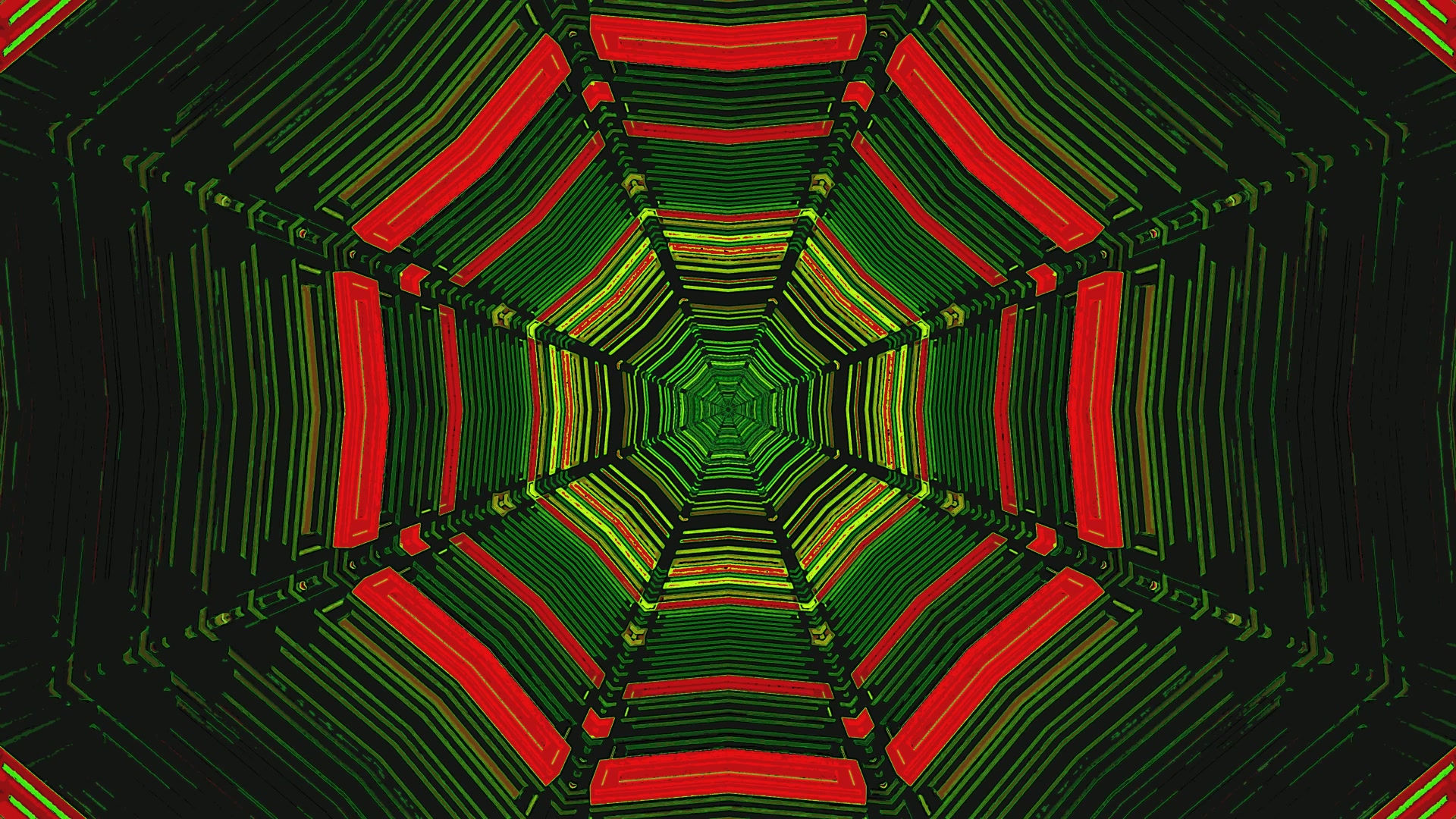 screensaver windows 11 4k uhd 60fps green red neon tunnel hexagon vj loop