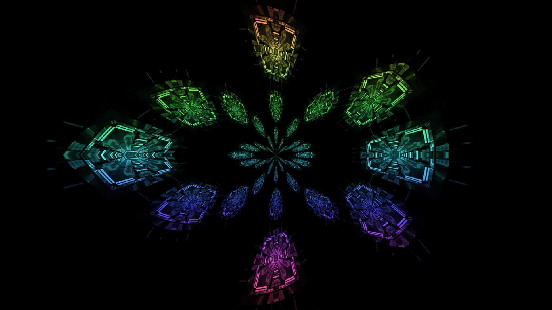 Rainbow Fractal Neon Tunnel Screensaver 4K UHD 60fps Live Wallpaper