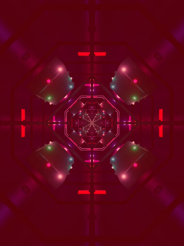 Neon Tunnel Octagon Vortex VJ Loop 3:4 iPad Portrait 60fps Screensaver