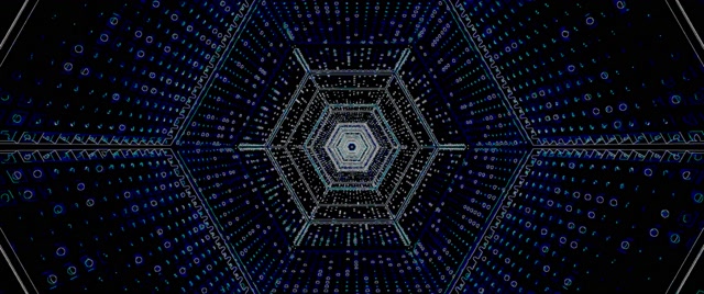 Neon Tunnel Blue Hexagon Vortex VJ Loop 2.39:1 Cinemascope 60fps Screensaver