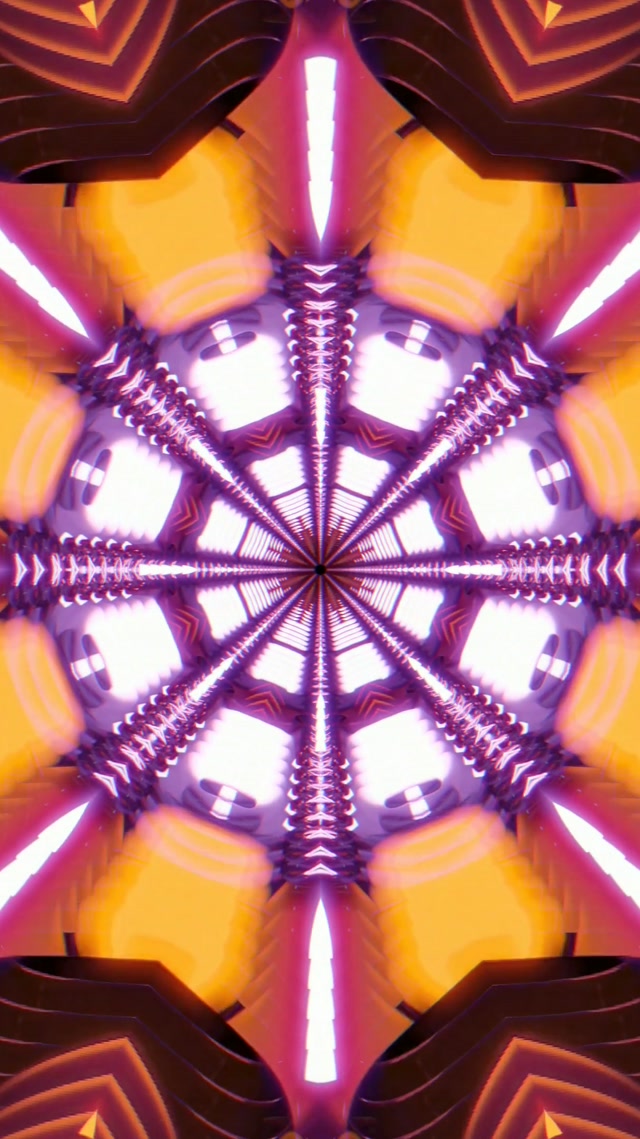 Radial Symmetry Neon Tunnel 9:16 reels 60fps VJ Loop Screensaver
