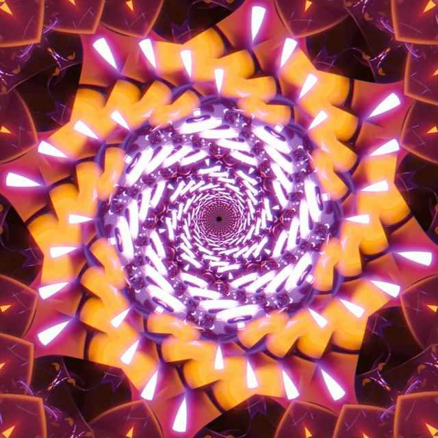 Neon Tunnel Spiraling Purple Gold Vortex 1:1 Square 60fps VJ Loop Screensaver