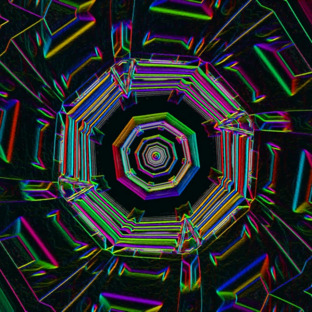 Neon Tunnel Octagon Vortex Loop 1:1 Square 60fps Screensaver VJ Animation