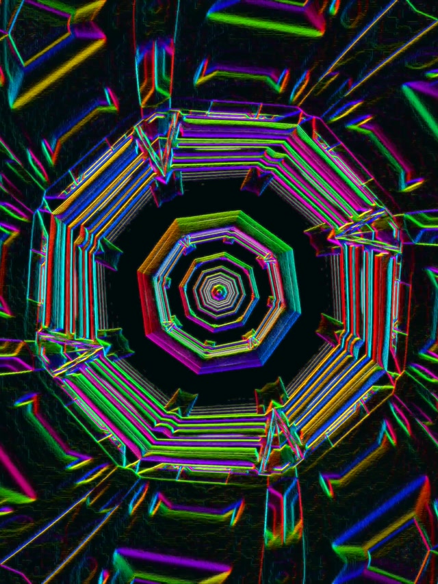 Neon Tunnel Screensaver 3:4 iPad Portrait 60fps VJ Loop Octagon Vortex