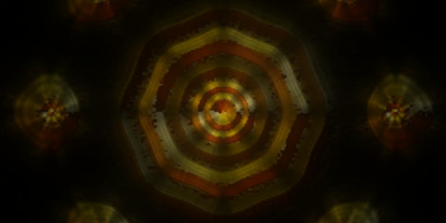 SCHRITT 1: Das Bild zeigt einen hypnotischen Neon-Tunnel mit konzentrisch angeordneten sechseckigen