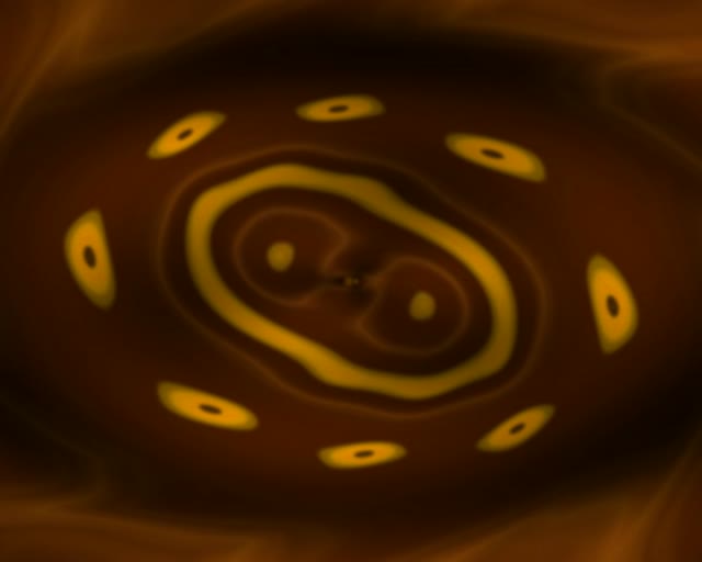 Brown Neon Tunnel VJ Loop 5:4 Industrial 60fps Screensaver with Yellow Rings