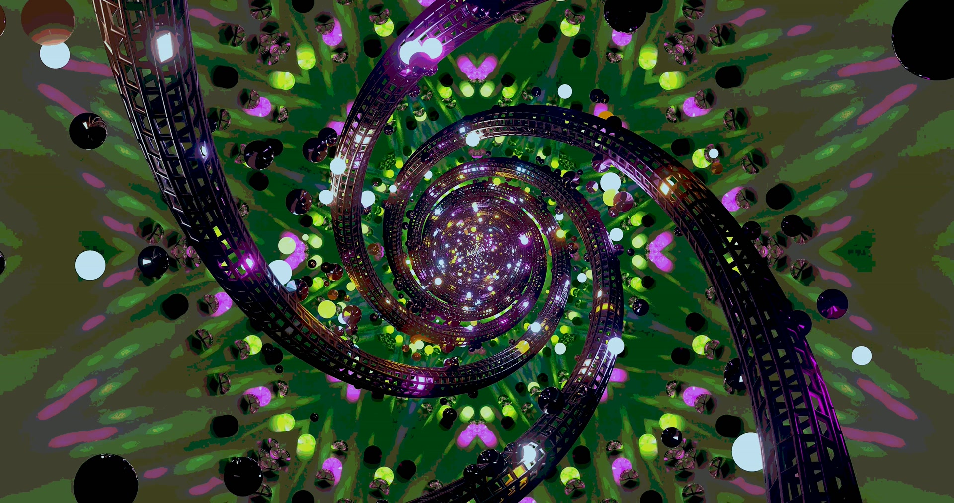 Neon Tonnel Spiraal Groen Pers Sluimerskerm 4K UHD 60fps VJ Loop