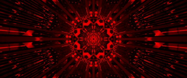 Rooi Fraktaal Kaleidoskoop Neon Tonnel VJ Loop 2.39:1 Cinemascope 60fps Sluimerskerm