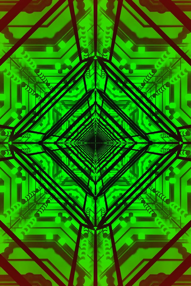 Groen Neon Tonnel Skermbeveiliging 60fps 2:3 Foto Portret VJLoops PC Skootrekenaar