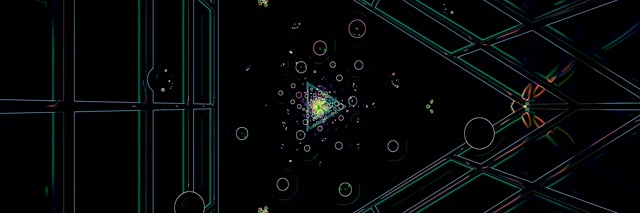 Neon Tonnel Skermbeveiliging 3:1 Drievoudig Wyd 60fps VJ Loop Rekenaar Skootrekenaar Groen Sirkels