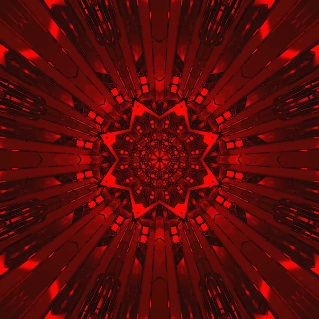 Rooi Ster Neon Tonnel Skermbeveiliging 1:1 Vierkant 60fps VJLoops PC Skootrekenaar