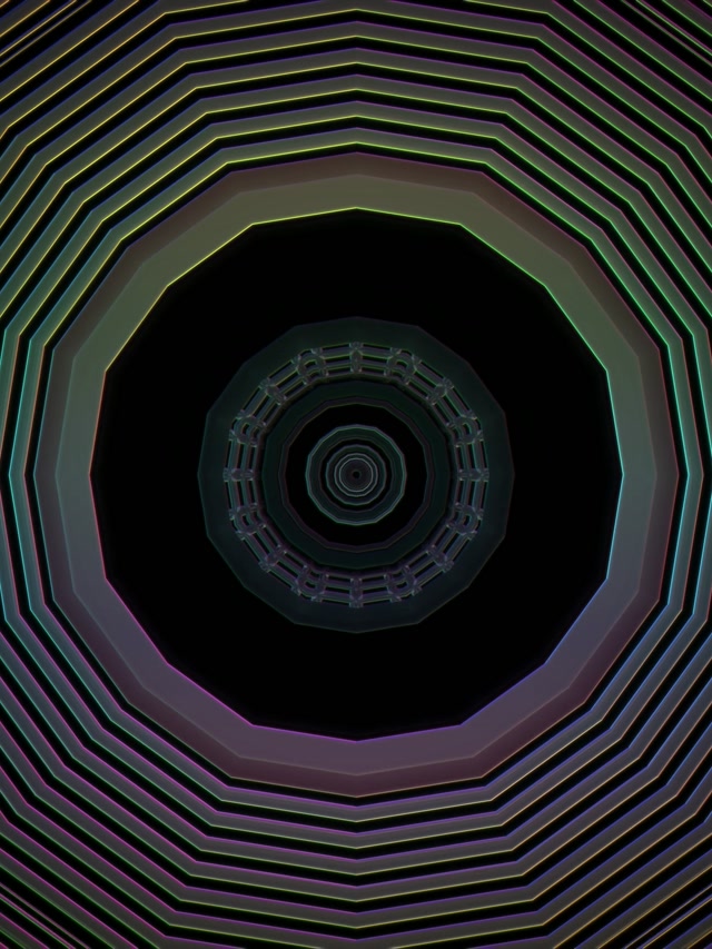 Neon Tunnel Octagon Vortex 3:4 iPad Portrait 60fps VJ Loop Screensaver