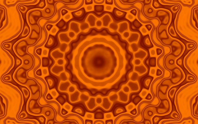 Neon Tonnel Oranje Mandala Werwelwind VJ Loop 60fps 16:10 Macbook Skermbeskermder