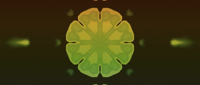 21:9 Ultrawyd Neon Tonnel Fraktale Kaleidoskoop Uitbarsting Groen Oranje 60fps Skermbewaarder VJ Loop