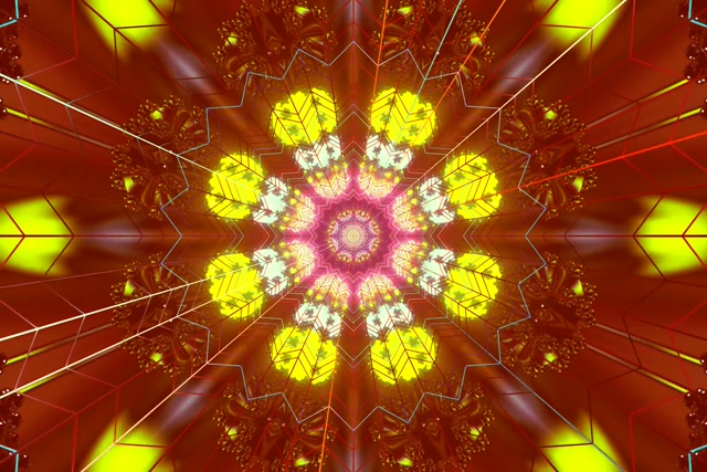 Neon Tonnel Rooi Ster Kaleidoskoop Vj Loop 3:2 Surface 60fps Skermbeskermer
