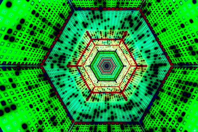 Neon Tonnel Seshoek Rooster VJLoops 3:2 Surface 60fps Skermbeveiliging