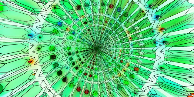 Groen Kristal Neon Tonnel Skermbewaarder 2:1 Univisium 60fps VJ Lus