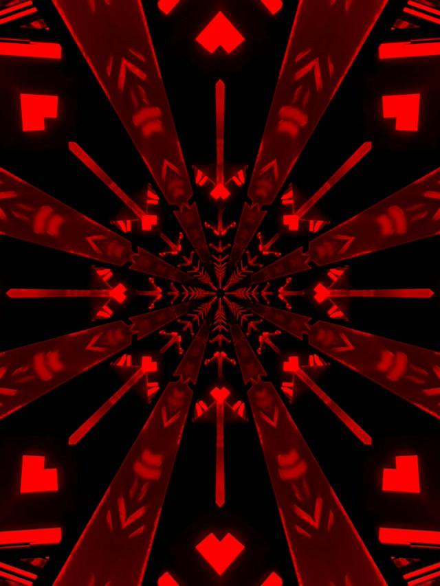 Rooi Neon Tonnel Kaleidoskoop Uitbarsting VJ Loop 3:4 iPad Portret 60fps Skermbeskermer