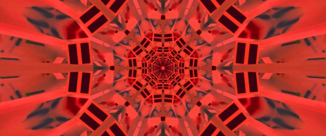 Neon Tonnel Rooi Kaleidoskoop Uitbarsting VJ Loop 2.39:1 Cinemascope 60fps Skermsaver