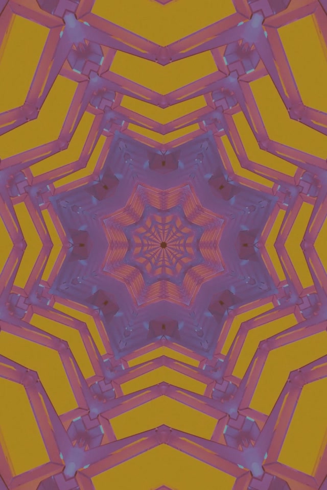 Neon Tonnel Ster Mandala Pers Goud 60fps Sluimerskerm 2:3 Foto Portret VJLoops