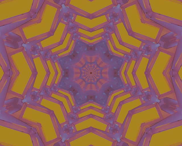 Pers Goud Neon Tonnel Kaleidoskoop 5:4 Industrieel 60fps Sluimerskerm VJLoops