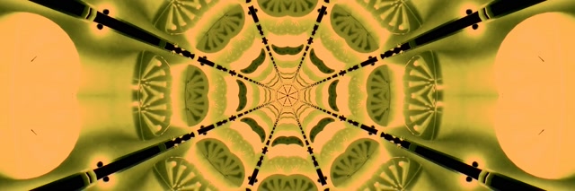 Neon Tunnel Gold Green Kaleidoscope Vj Loop 3:1 Triple Wide 60fps Screensaver