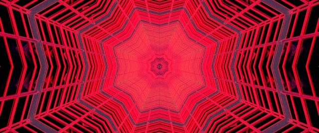 Neon Tonnel Rooi Ster Kaleidoskoop VJLoops 2.39:1 Cinemascope 60fps Skermbeveiliging