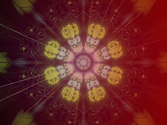 VJ Loop Neon Tonnel Rooi Ster Kaleidoskoop 4:3 klassiek 60fps Skermbewaarder