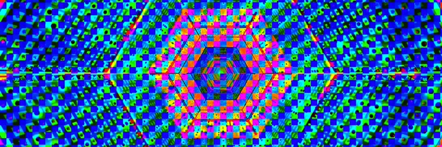 Neon Tonnel Seshoek Rooster VJLoops 3:1 Drievoudig Wyd 60fps Skermbeskermer