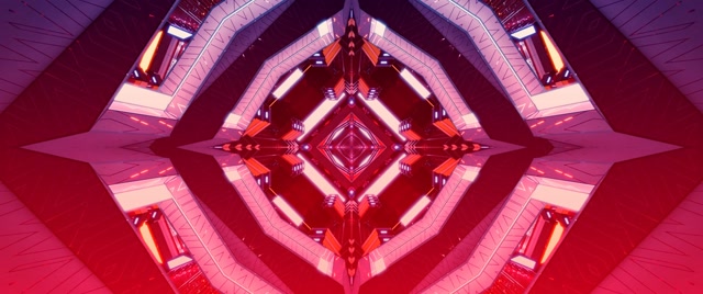 Neon Tunnel Red Diamond Kaleidoscope VJ Loop 2.39:1 Cinemascope 60fps Screensaver