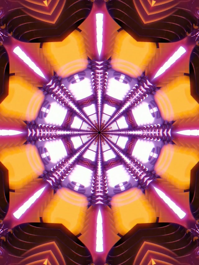 Neon Tunnel Kaleidoscope Burst VJ Loop 3:4 iPad Portrait 60fps Screensaver