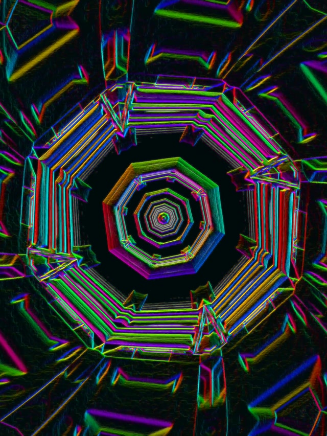 Neon Tunnel VJ Loop 3:4 iPad Portrait 60fps Screensaver Octagonal Vortex
