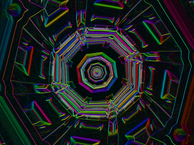 Neon Tunnel Octagonal Vortex 4:3 Classic 60fps Screensaver VJ Loop