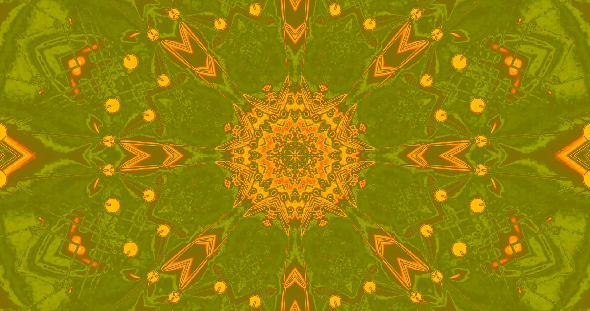 Neon Tonnel Groen Goud Mandala Skermbespaarder 4K UHD 60fps VJLoops