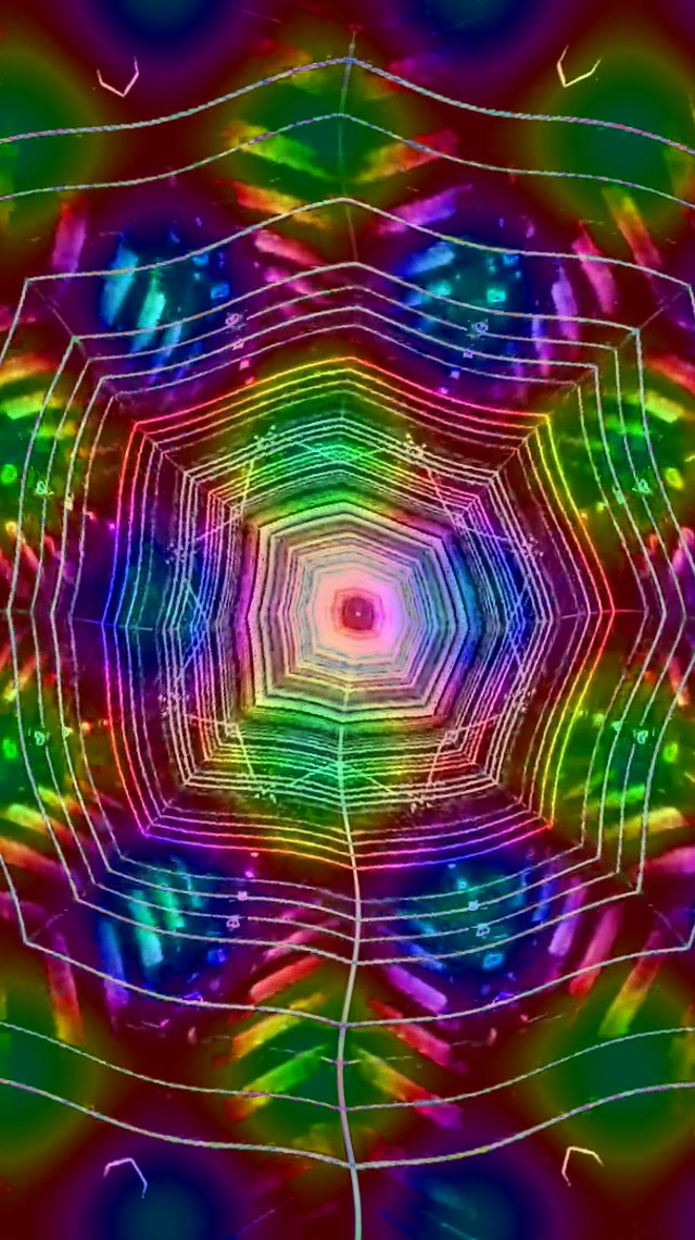 9:16 Reels Neon Tonnel Kaleidoskoop Spinnerak Web Uitbarsting 60fps Skermbewaarder Lewendige Muurpapier