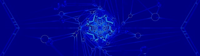 Blou Neon Tonnel Netwerk 60fps Skermbeveiliging 32:9 Super Ultrawyd VJLoops