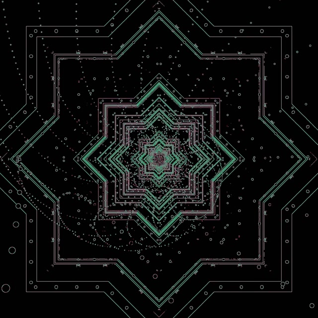 Neon Tonnel Fraktaal Ster Skermbewaarder 1:1 Vierkant 60fps VJ Lus