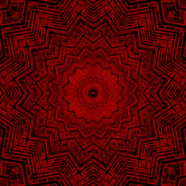 Rooi Fraktaal Ster Neon Tonnel VJ Lus 1:1 Vierkant 60fps Skermbewaarder