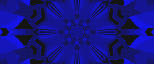 Blou Kaleidoskoop Neon Tonnel VJLoops 2.39:1 Cinemascope 60fps Skermbespaarder
