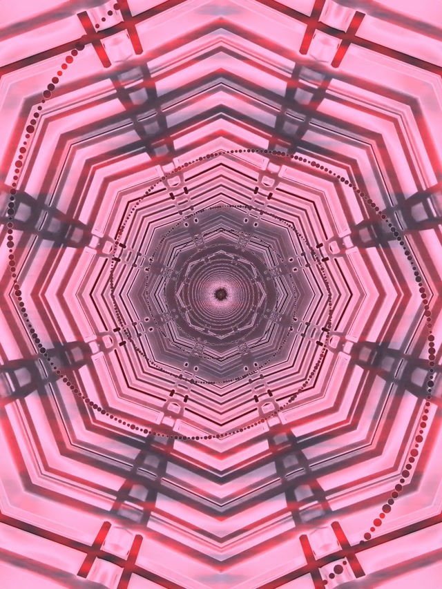 Neon Tonnel Pienk Agthoek Vorteks Skermbespaarder 3:4 iPad Portret 60fps VJLoops