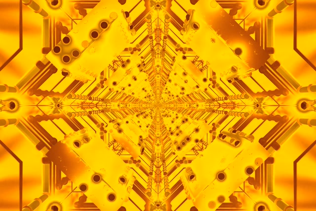 Goue Neon-tonnel Skermbeveiliging 3:2 Oppervlak 60fps VJ Loop PC Skootrekenaar