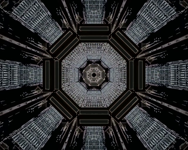 5:4 industrieel Neon Tonnel Skermbeskermer 60fps Agthoek Donker VJ Loop