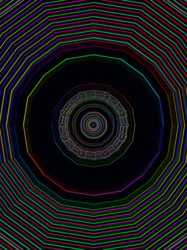 Neon Tunnel Spiraling Vortex | 3:4 iPad Portrait 60fps VJ Loop Screensaver