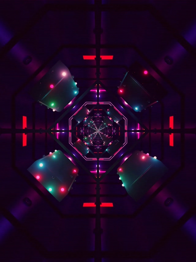 نفق النيون شاشة توقف 3:4 iPad Portrait 60fps VJ Loop أضواء بنفسجية وردية