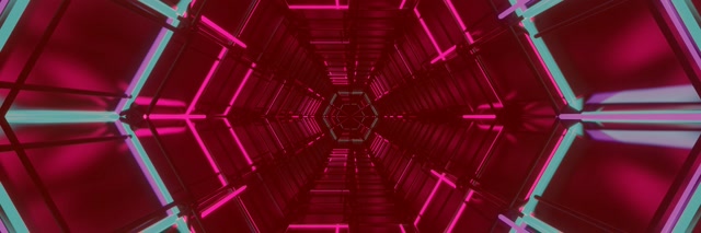 نفق نيون شبكة سداسية VJ Loop 3:1 عريض ثلاثي 60fps شاشة توقف