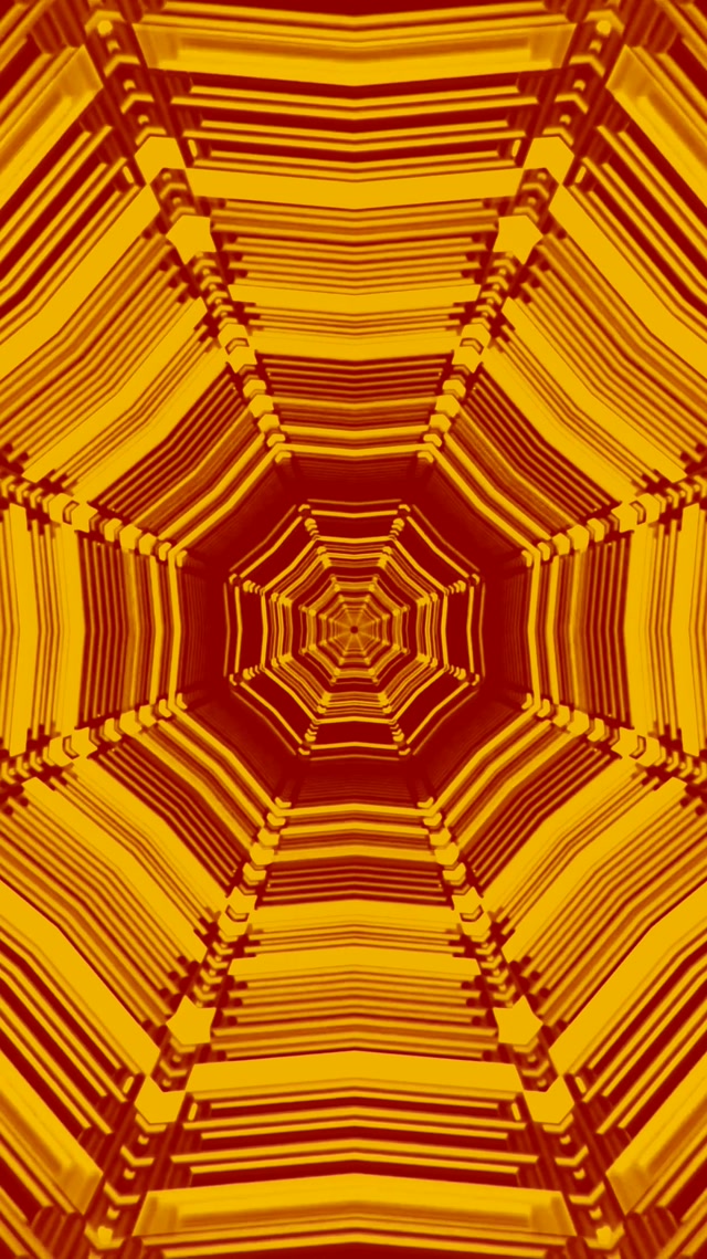 Neon Tunnel Amber Octagon Vortex Vj Loop 9:16 Reels 60fps Screensaver