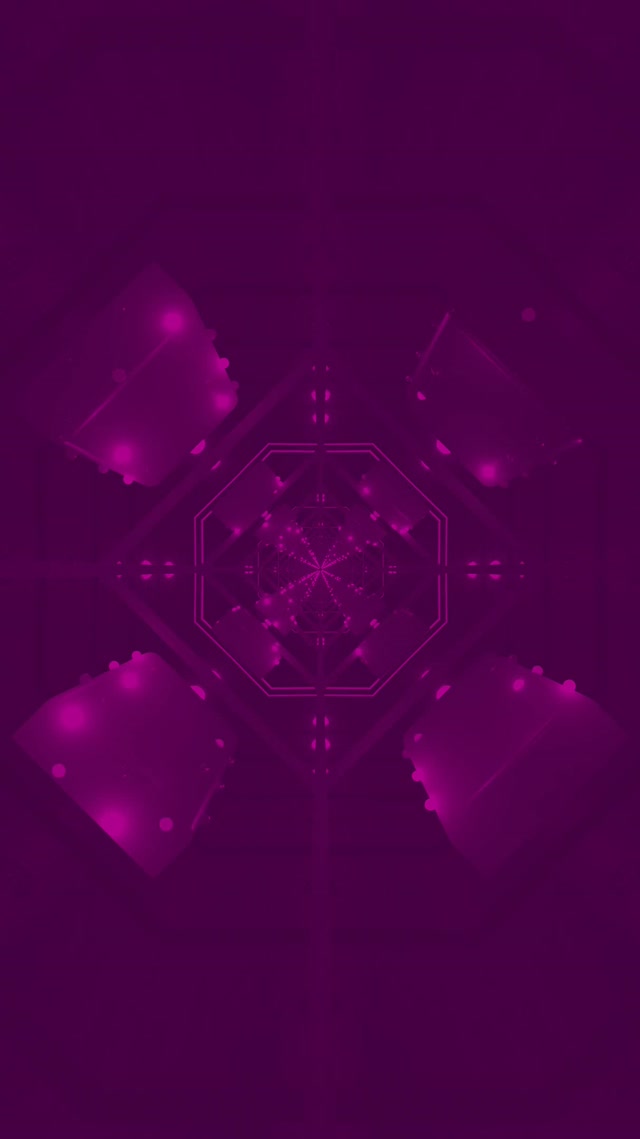 نفق نيون بنفسجي شاشة توقف 60fps 9:16 Reels VJ Loop ثماني فراكتال