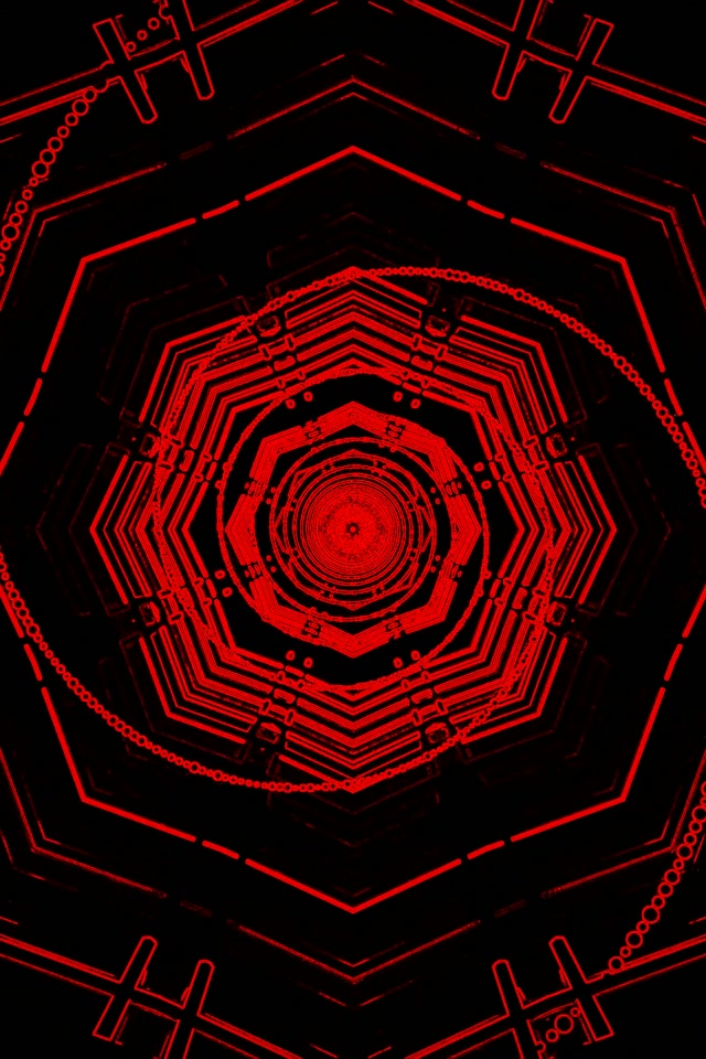 Red Neon Tunnel Hexagon Vortex Loop 2:3 Portrait 60fps Screensaver VJ