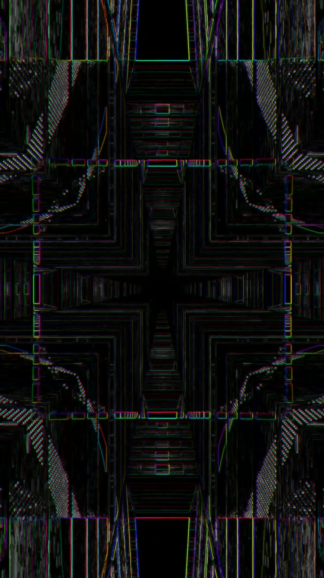 Neon Tunnel VJ Loop 9:16 Reels 60fps Screensaver Symmetrical Cyber Vortex